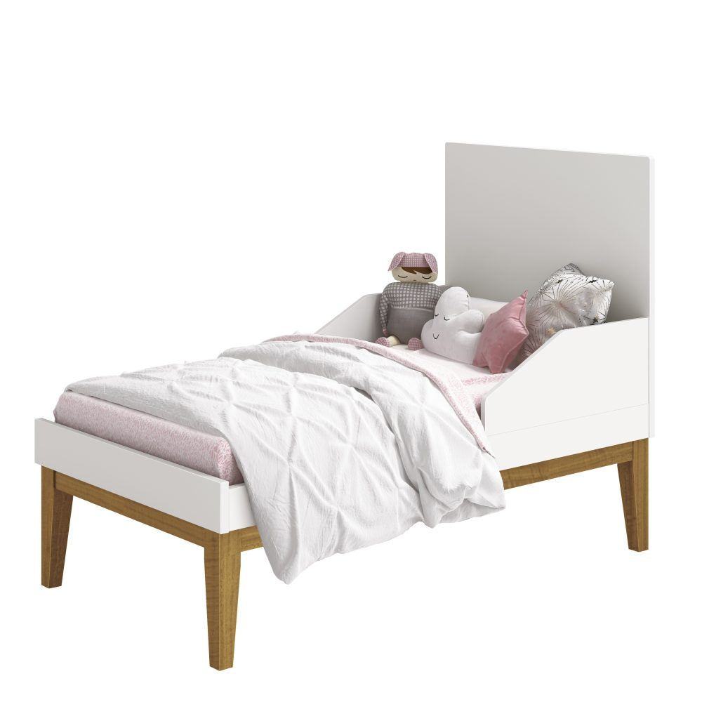 Quarto de Bebê Elfe Classic Reller | Guarda-Roupa 4 Portas, Cômoda e Berço Noah - Branco Fosco com Savana