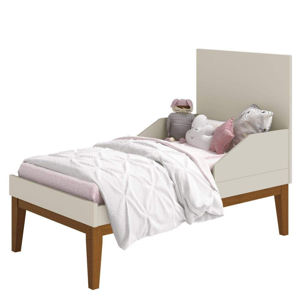 Quarto de Bebê Elfe Classic Reller | Guarda-Roupa 4 Portas, Cômoda e Berço Noah Wood - Areia Fosco