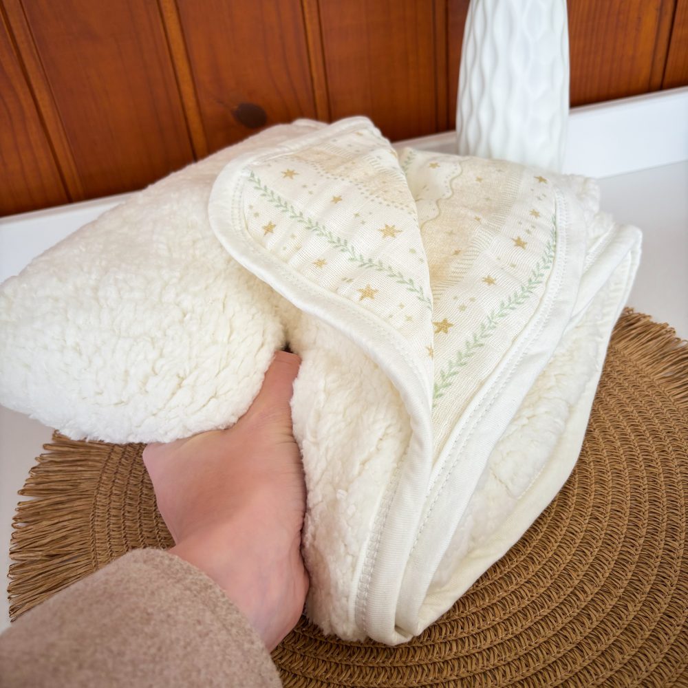 Cobertor Manta Bebê em Sherpa Com Soft 100% Algodão - Neutro