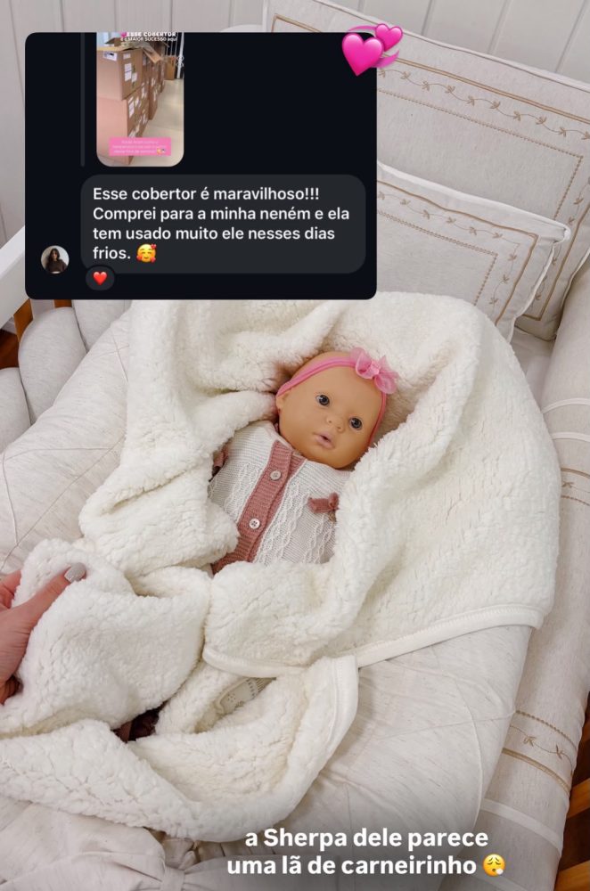 Cobertor Manta Bebê em Sherpa Com Soft 100% Algodão - Menina