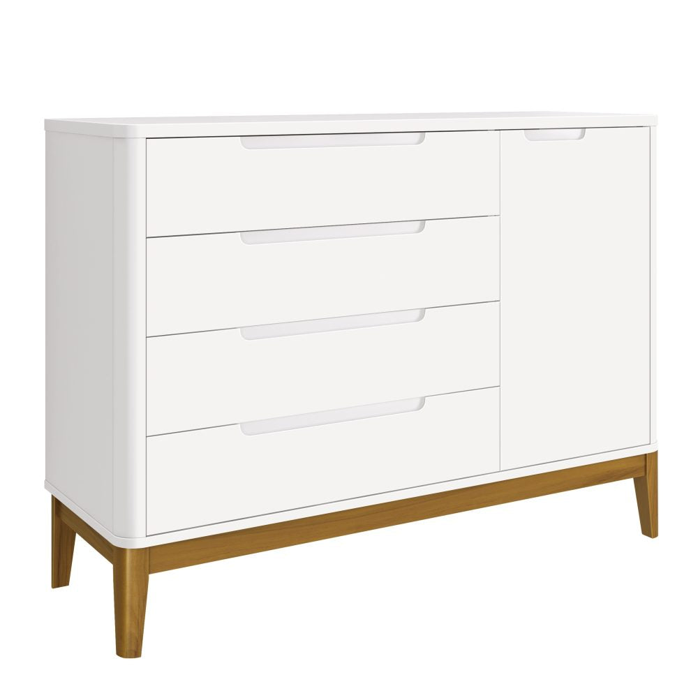 Quarto de Bebê Boom Plus Classic | Guarda-Roupa 3 Portas, Cômoda e Berço Reller - Branco Fosco