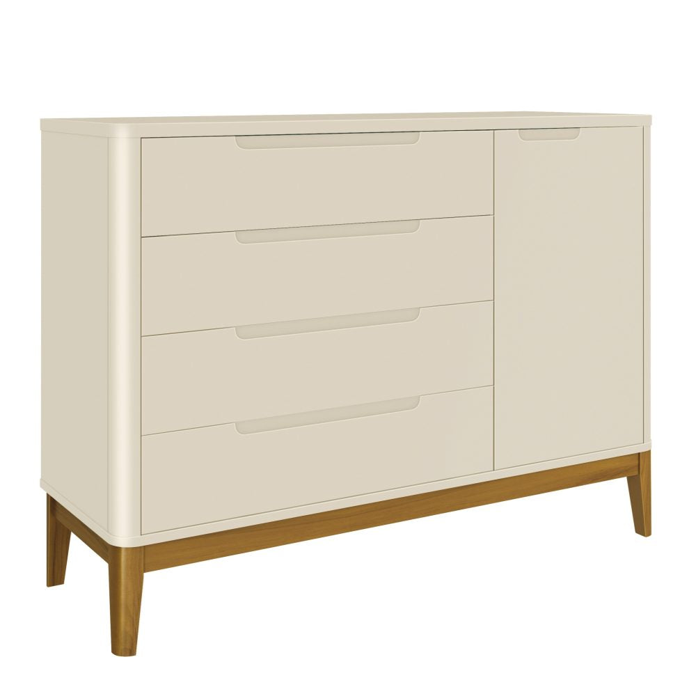 Quarto de Bebê Boom Plus Classic | Guarda-Roupa 3 Portas, Cômoda e Berço Reller - Areia Fosco