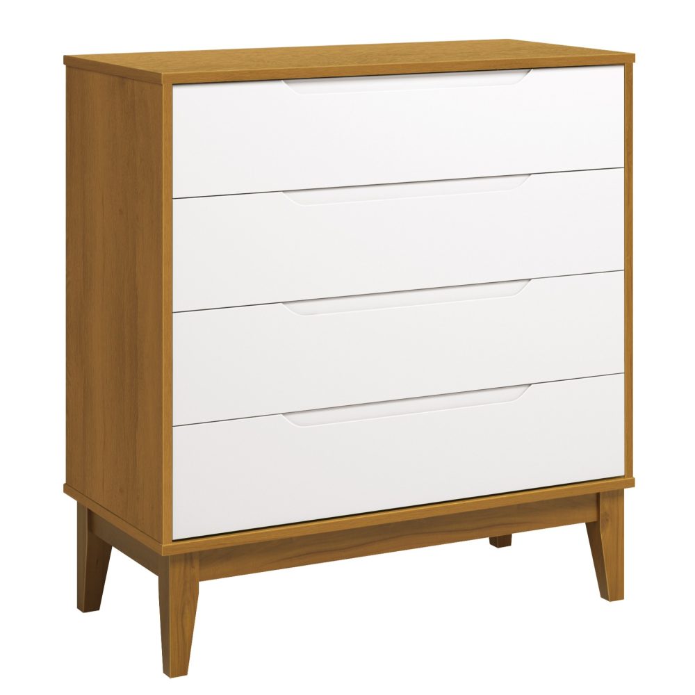 Cômoda Elfe Classic Gaveteiro Reller - Branco Fosco Com Savana