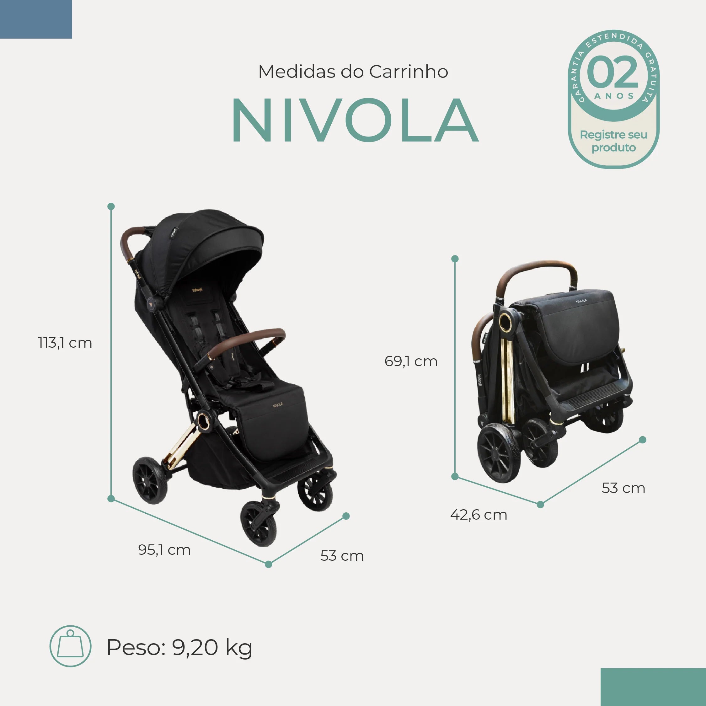 Carrinho Infanti Nivola Preto Solar