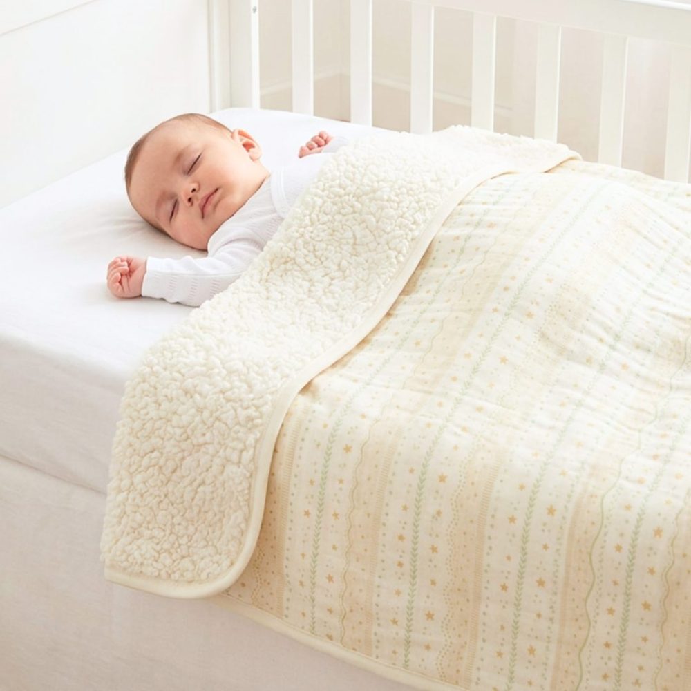 Cobertor Manta Bebê em Sherpa Com Soft 100% Algodão - Neutro