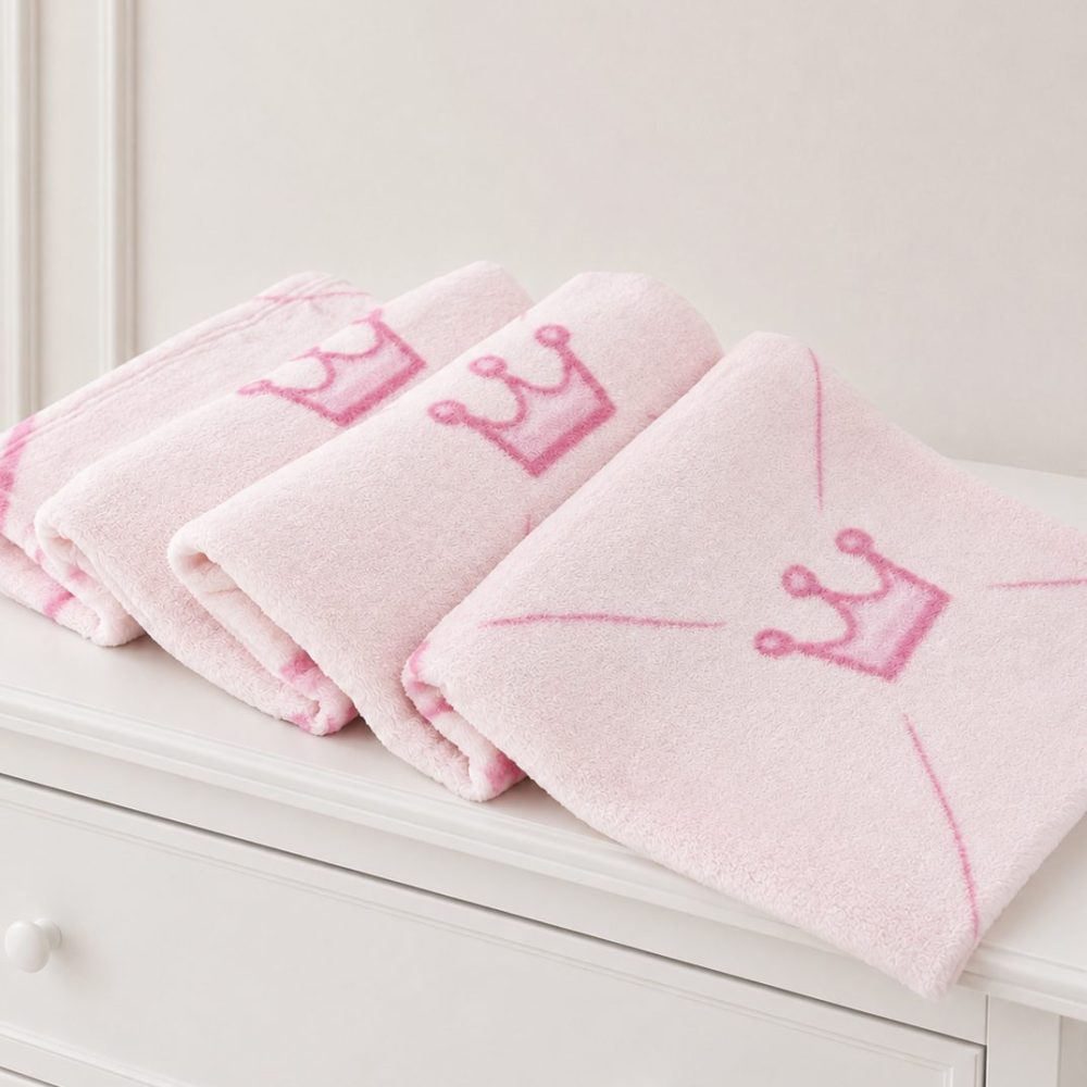 Cobertor Manta Bebê Toque de Seda - Coroa Rosa