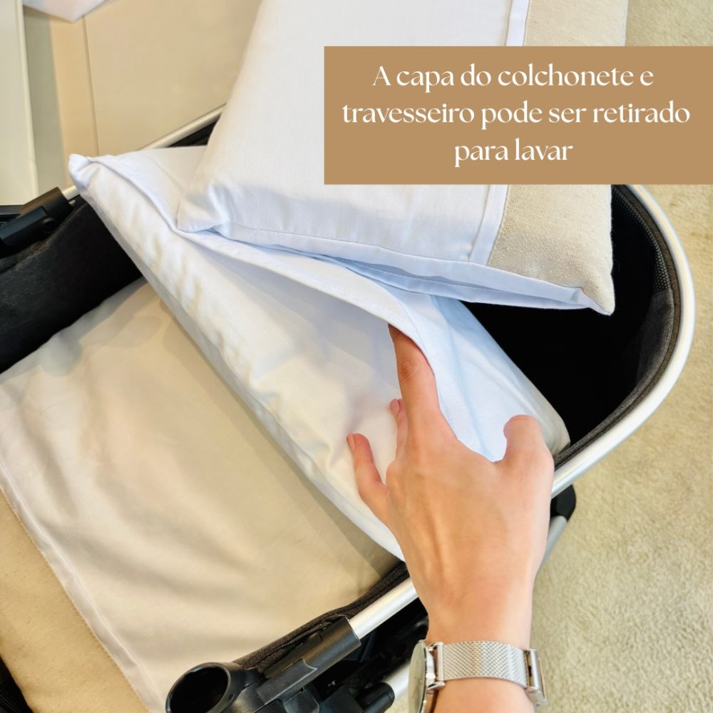 Colchonete para Carrinho com Travesseiro Premium - Linho