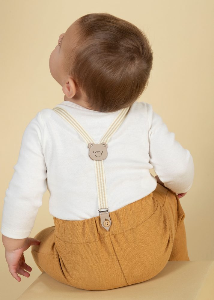 Conjunto Bebê Body Bear Com Calça e Suspensório
