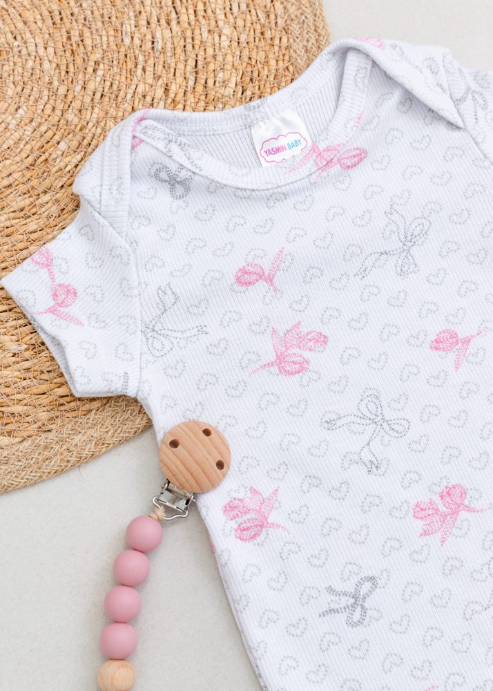 Conjunto Bebê Body e Tapa Fralda Canelado - Coração