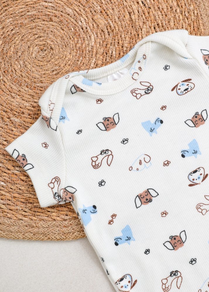 Conjunto Bebê Body e Tapa Fralda Canelado - Dogs