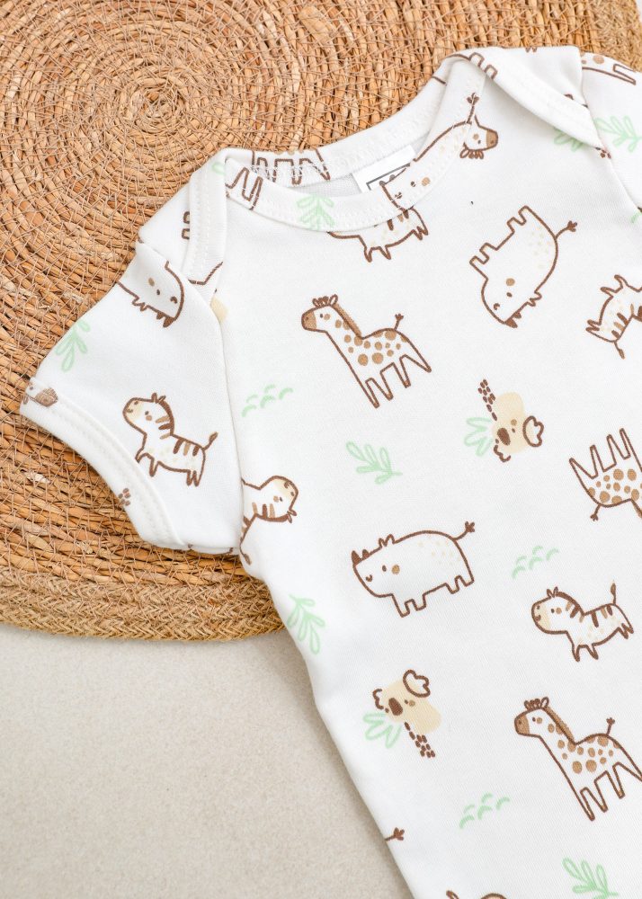 Conjunto Bebê Body e Tapa Fralda Suedine - Animais Safari