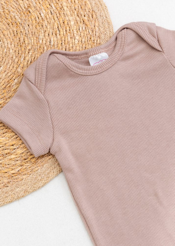 Conjunto Bebê Body e Tapa Fralda Canelado Liso - Marrom