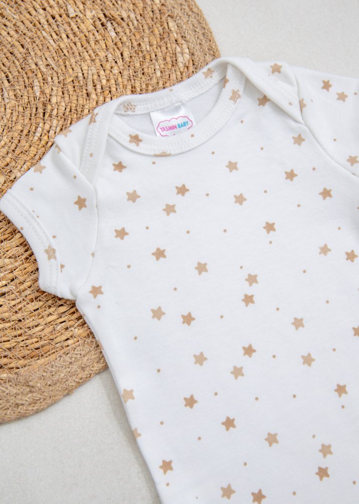 Conjunto Bebê Body e Tapa Fralda Suedine - Estrelas