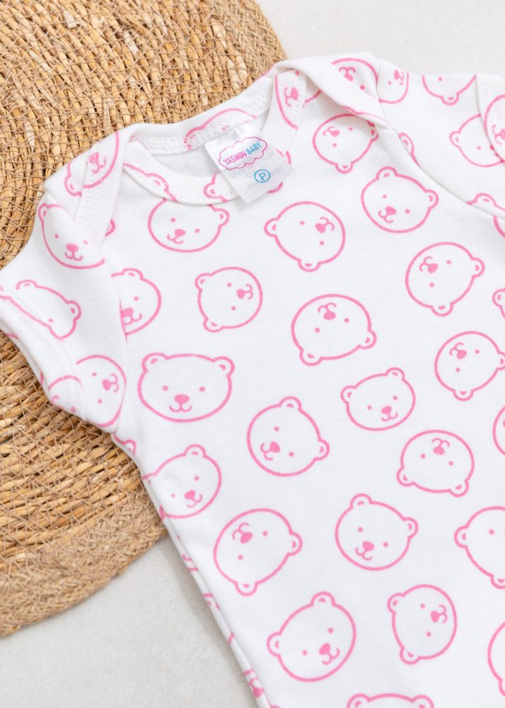 Conjunto Bebê Body e Tapa Fralda Suedine - Ursa Rosa