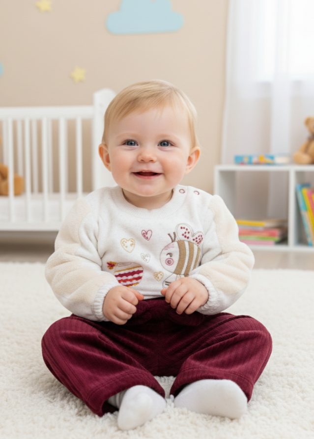 Conjunto Bebê Moletom Bordado Abelhinha Com Calça Veludo
