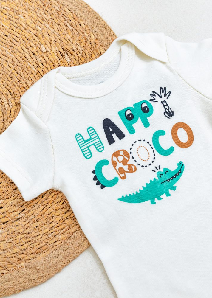 Conjunto Bebê Body e Short Happy Croco