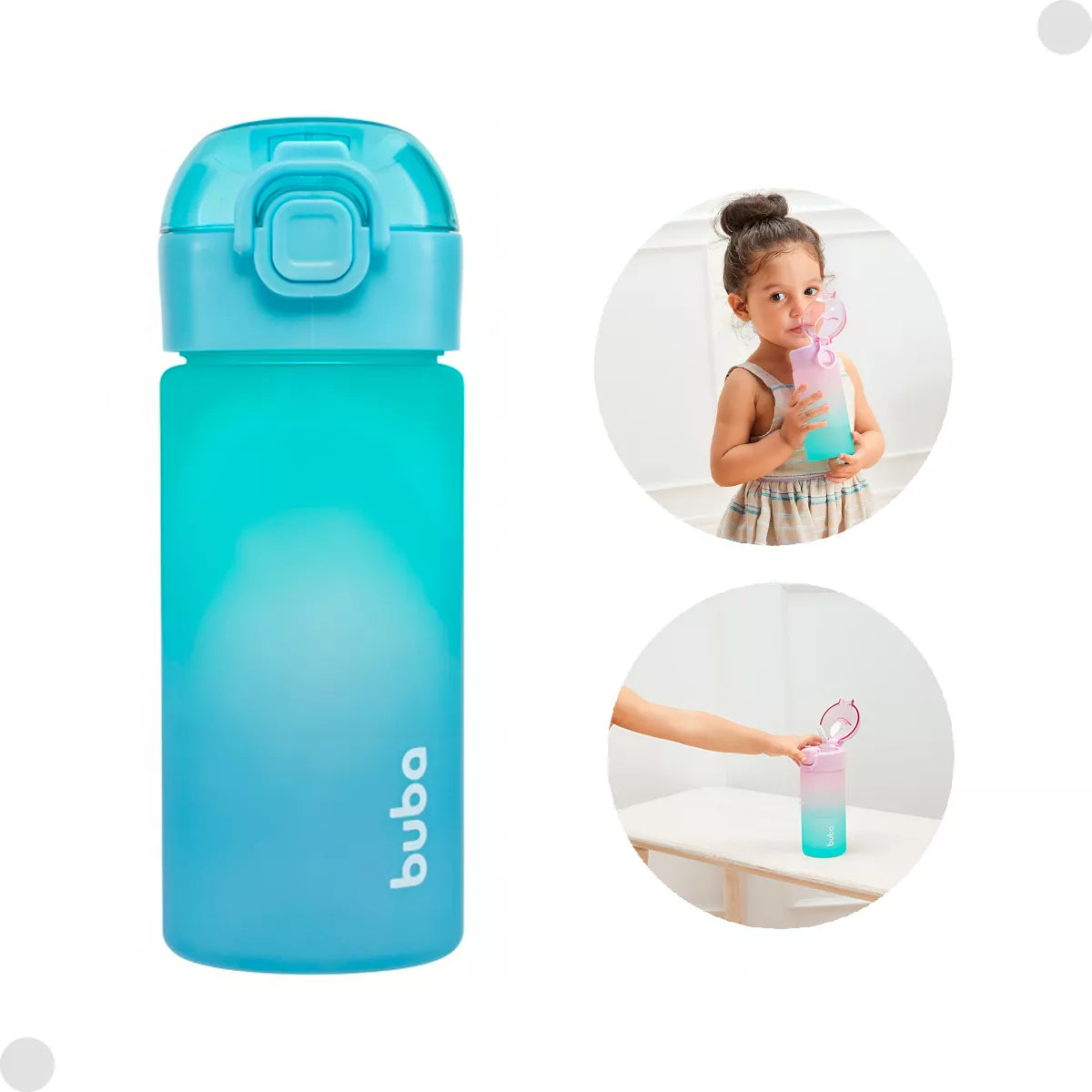 Garrafa Buba Degradê Azul e Verde Antivazamento 450ml