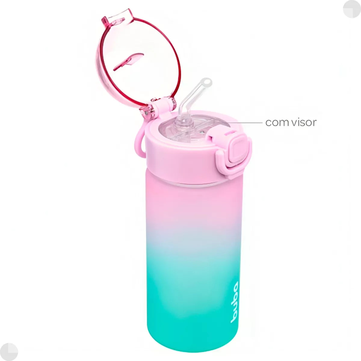 Garrafa Buba Degradê Rosa e Verde Antivazamento 450ml