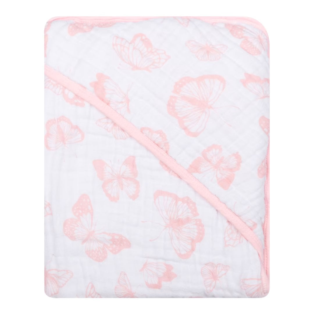 Toalha De Banho Papi Soft 3 Camadas Com Capuz 80cm X 80cm - Borboletas