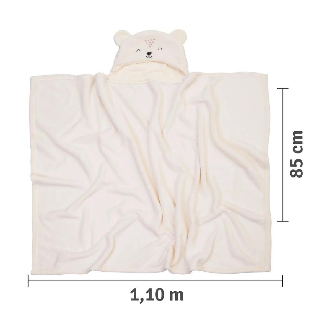 Manta Microfibra Com Capuz - Urso Neutro