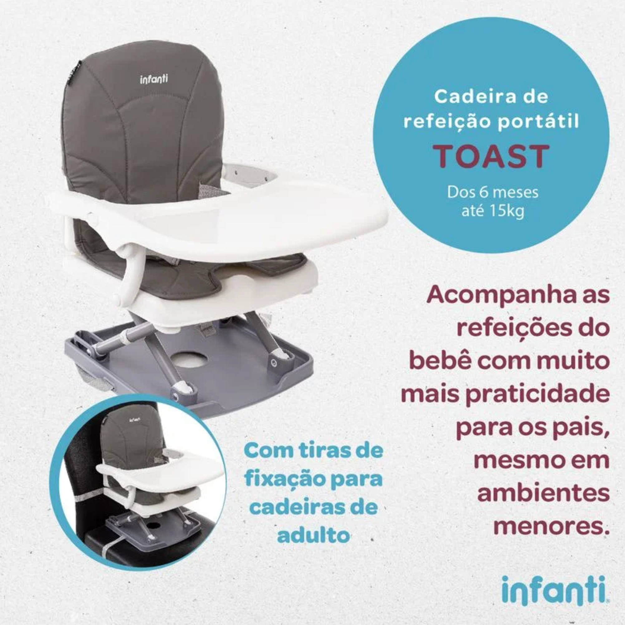 Cadeira de Alimentação Portátil Toast - Infanti Black Lush