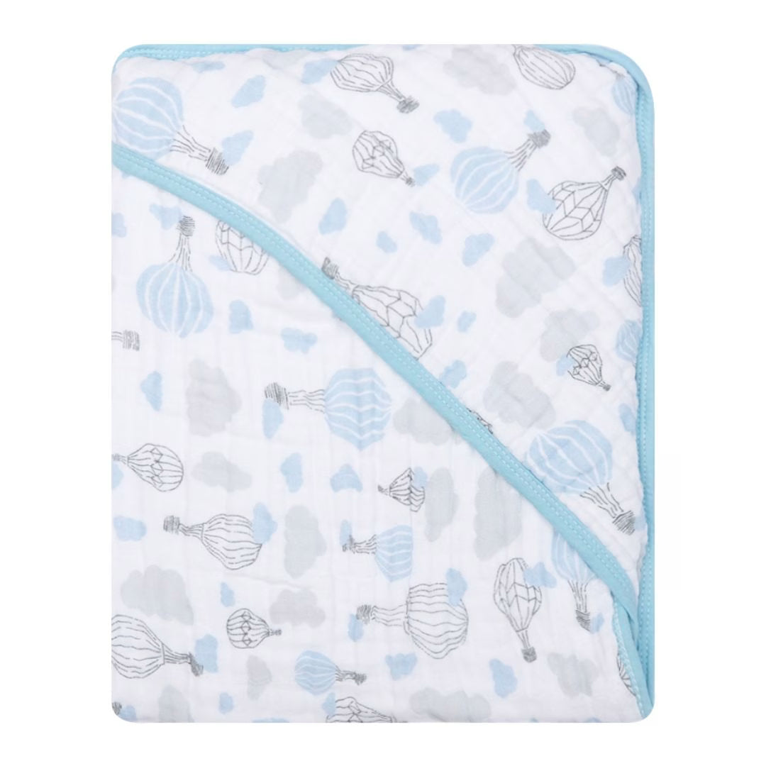 Toalha De Banho Soft Com Capuz Estampada - Balão Azul