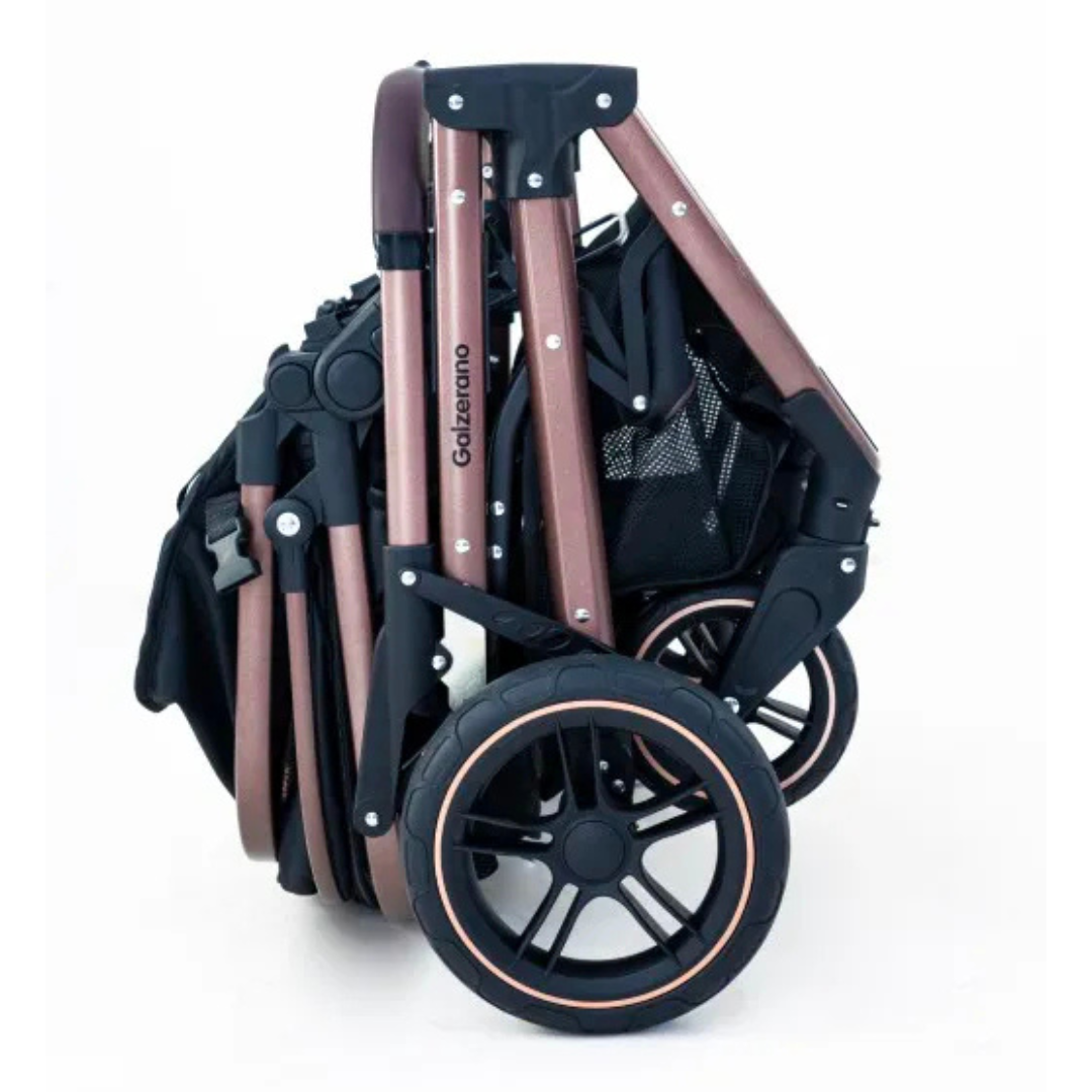 Kit Carrinho de Bebê Zoe - Galzerano Preto com Cobre