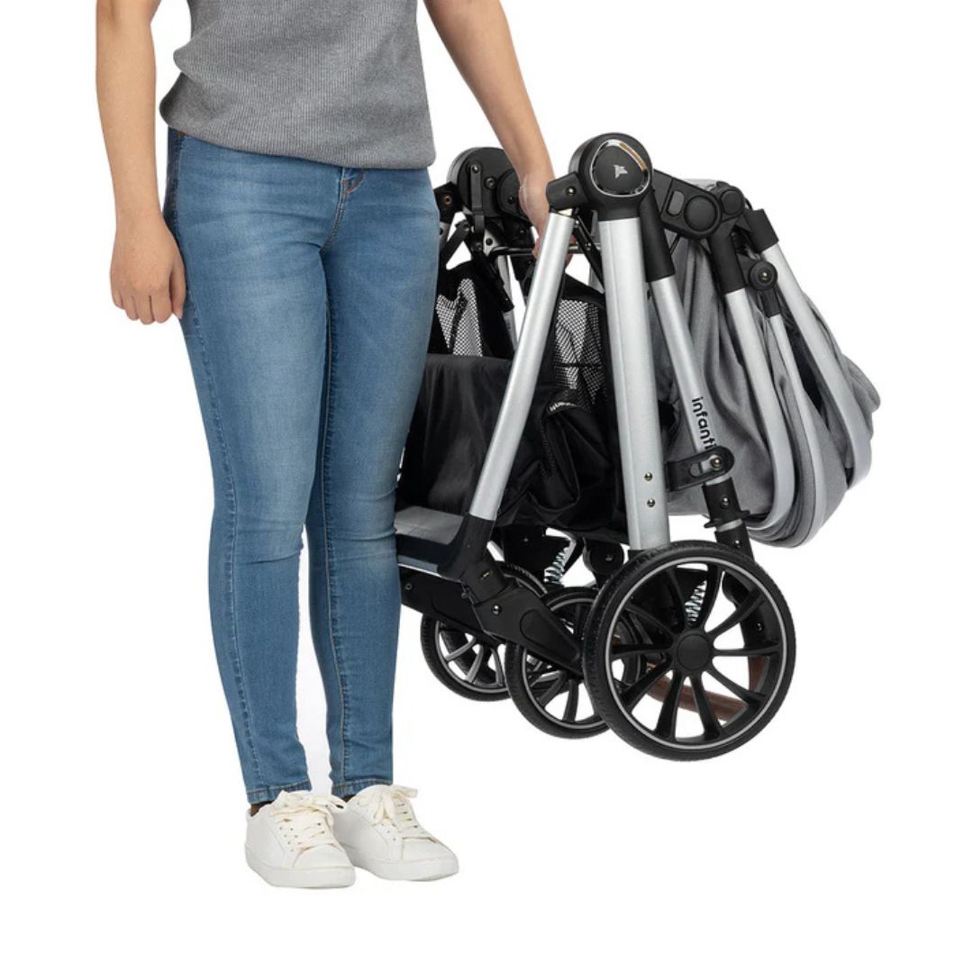 Carrinho Infanti Romanzo Trio Com Base Normal Cinza Granizo
