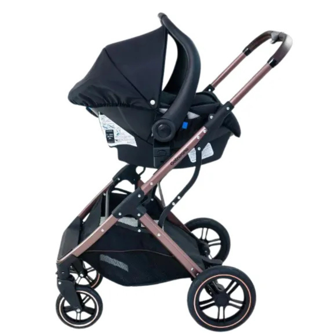 Kit Carrinho de Bebê Zoe - Galzerano Preto com Cobre