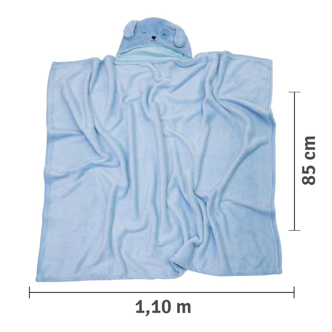 Manta Microfibra Com Capuz - Cachorro Azul