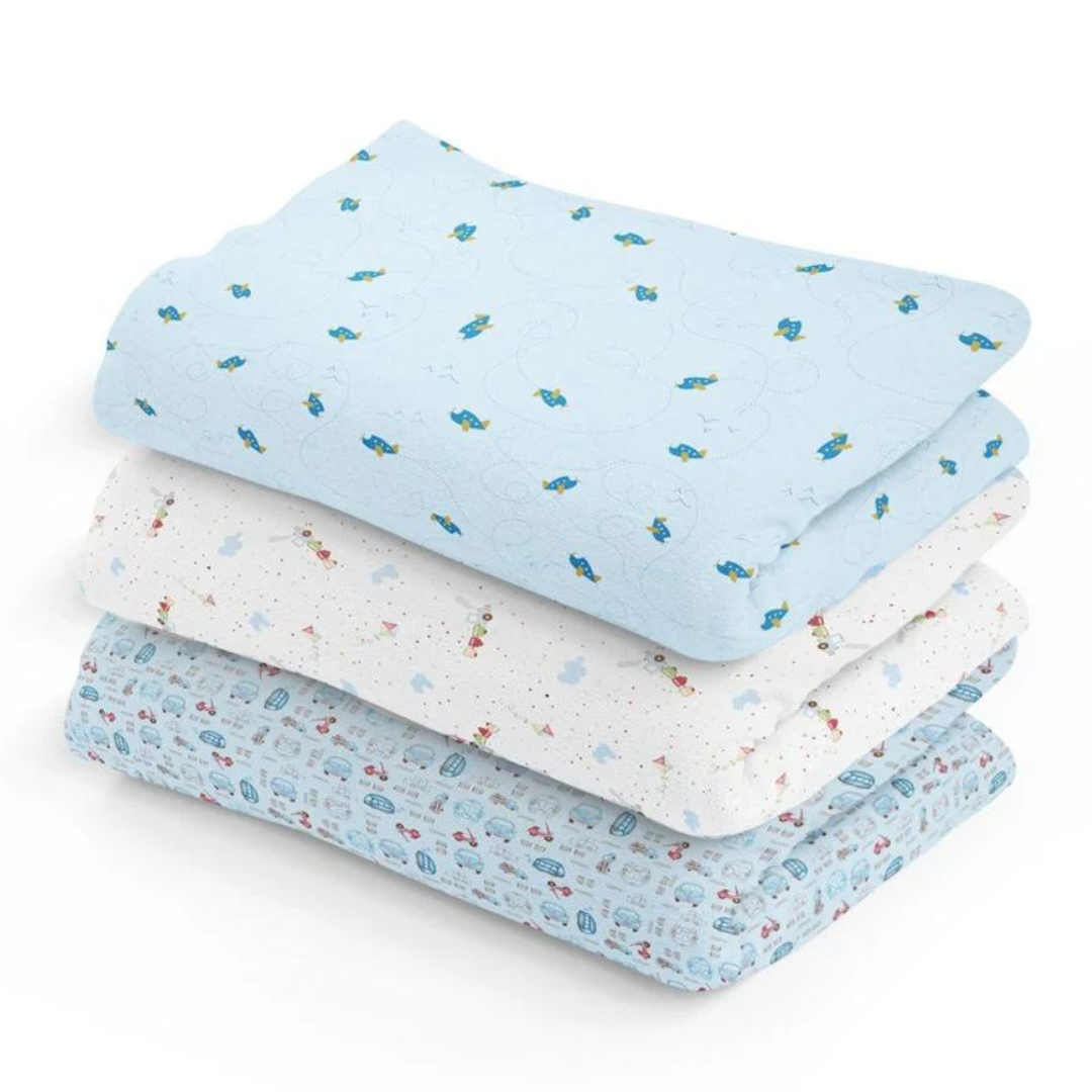 Cueiro Flanelado Azul 80x80cm 100% Algodão - 3 Unidades
