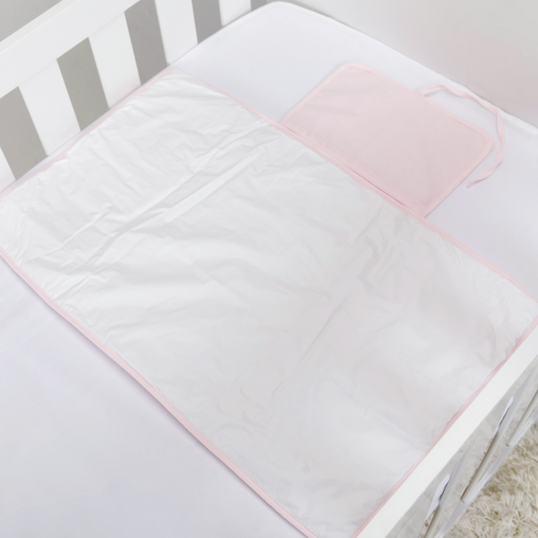 Trocador Portátil Bebê Impermeável em Algodão Rosa