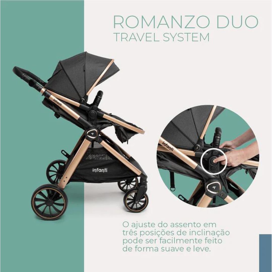 Carrinho Infanti Romanzo Duo Preto Granizo