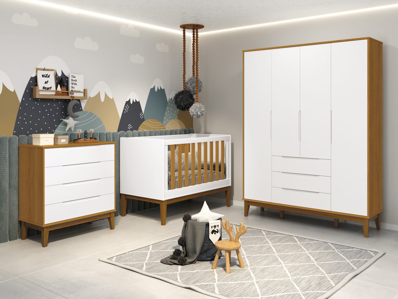 Cômoda Elfe Classic Gaveteiro Reller - Branco Fosco Com Savana