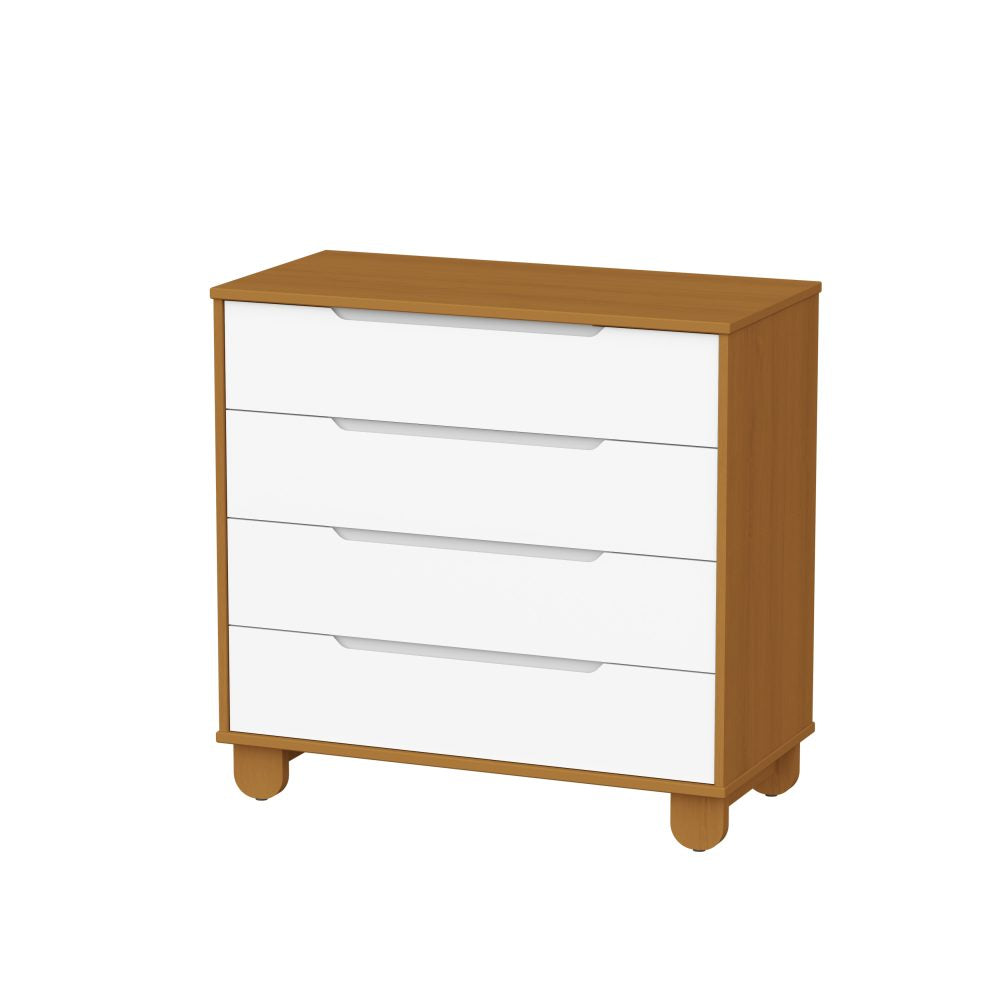 Quarto de Bebê Elfe Apolo Reller | Guarda-Roupa 4 Portas, Cômoda e Berço Apolo - Branco Fosco Com Savana