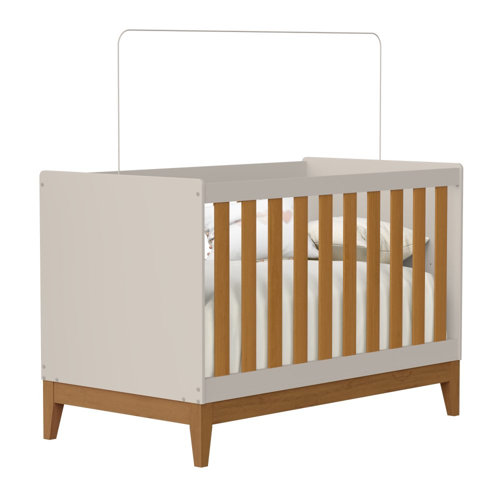 Quarto de Bebê Flip Reller | Guarda-Roupa 4 Portas, Cômoda e Berço - Areia Fosco Com Savana