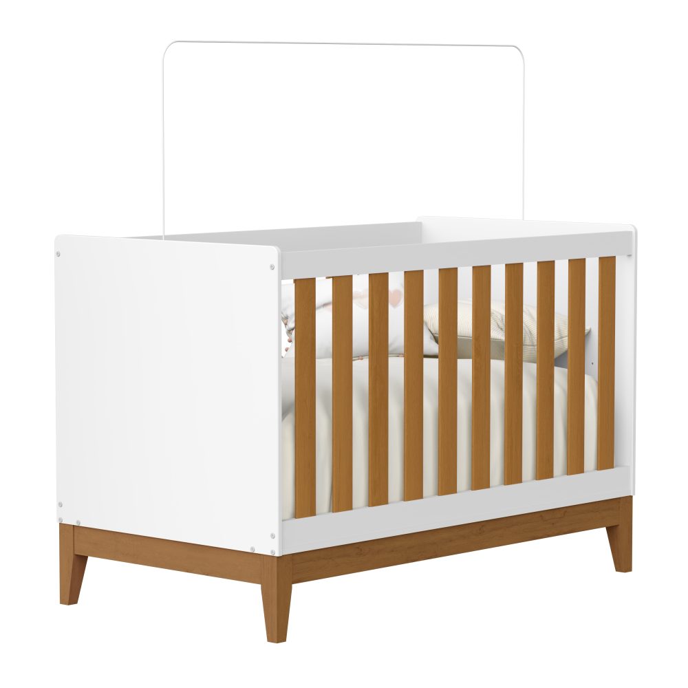 Berço Flip 2 em 1 Infantil Reller - Branco Fosco Com Savana