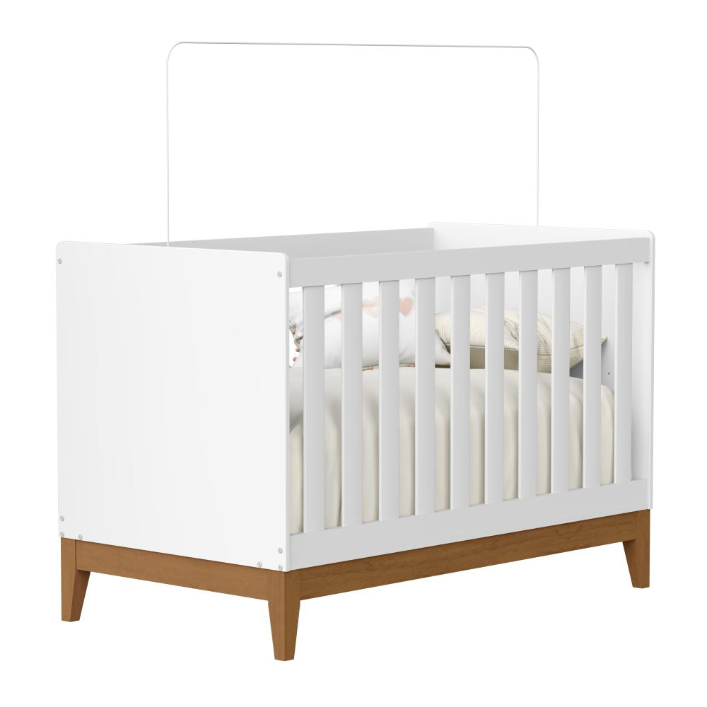 Quarto de Bebê Flip Reller | Guarda-Roupa 4 Portas, Cômoda e Berço - Branco Fosco
