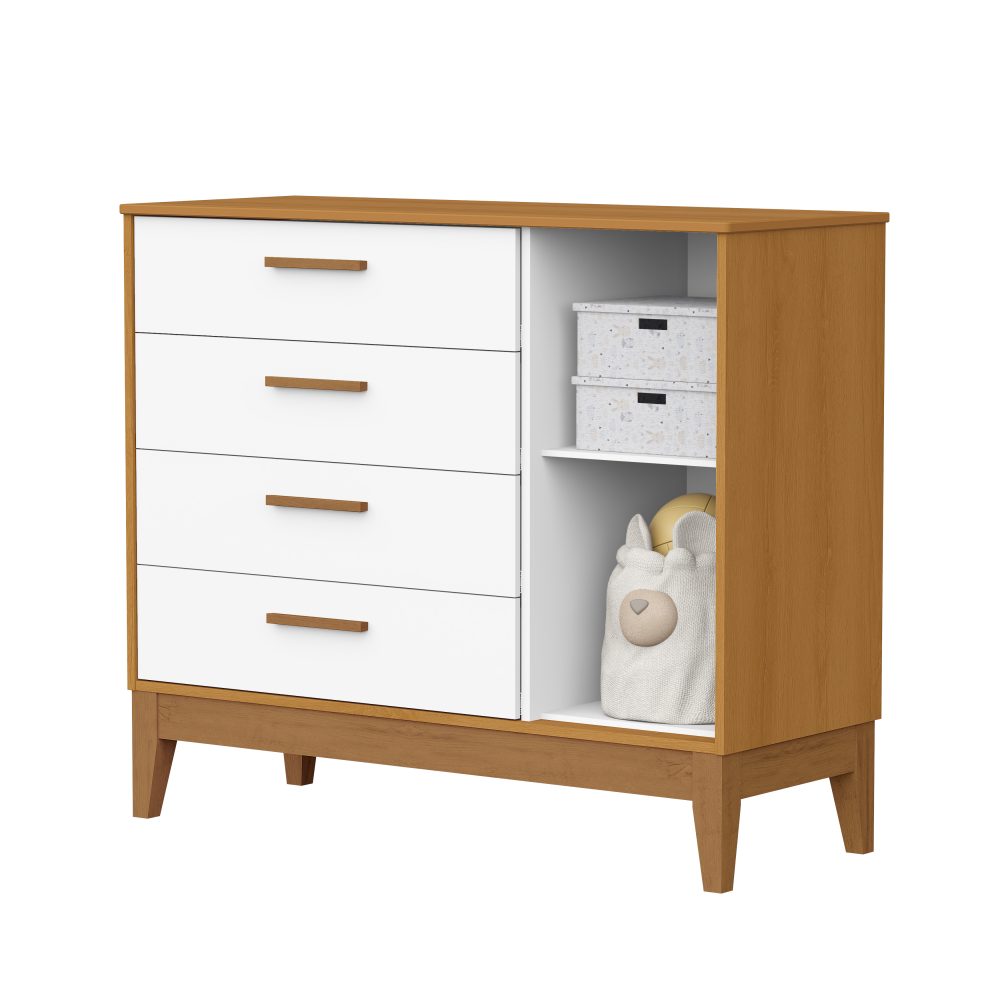 Cômoda Sapateira Flip Reller - Branco Fosco Com Savana
