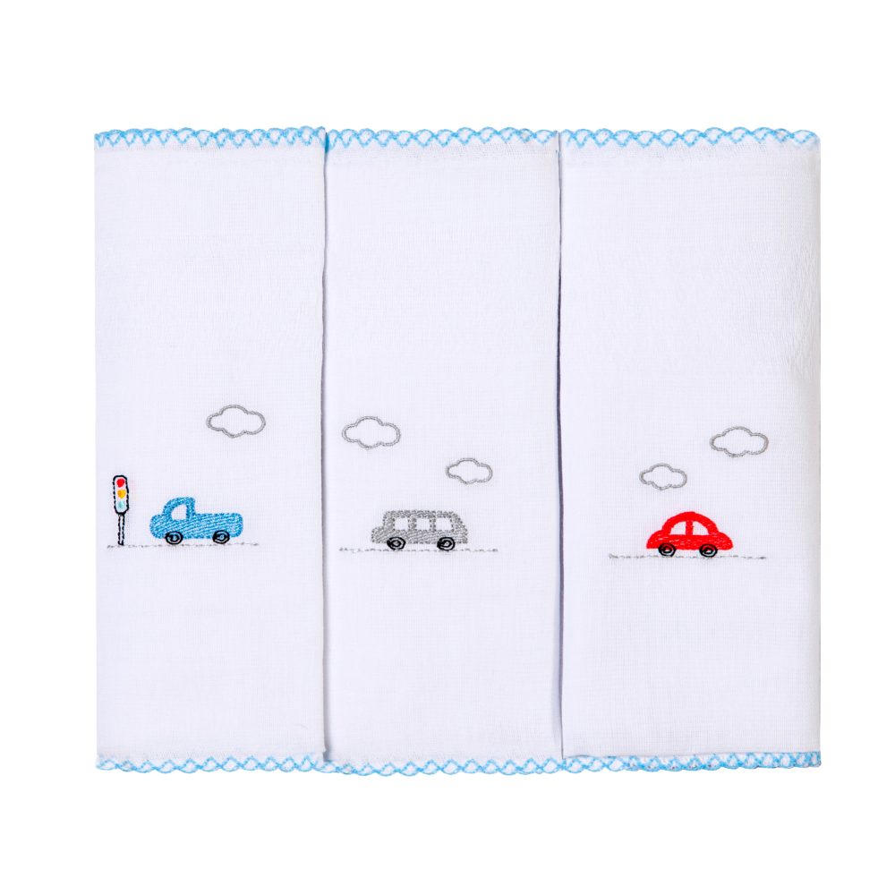 Fralda de Boca Bordado Papi 40cm X 40cm - Carros Coloridos