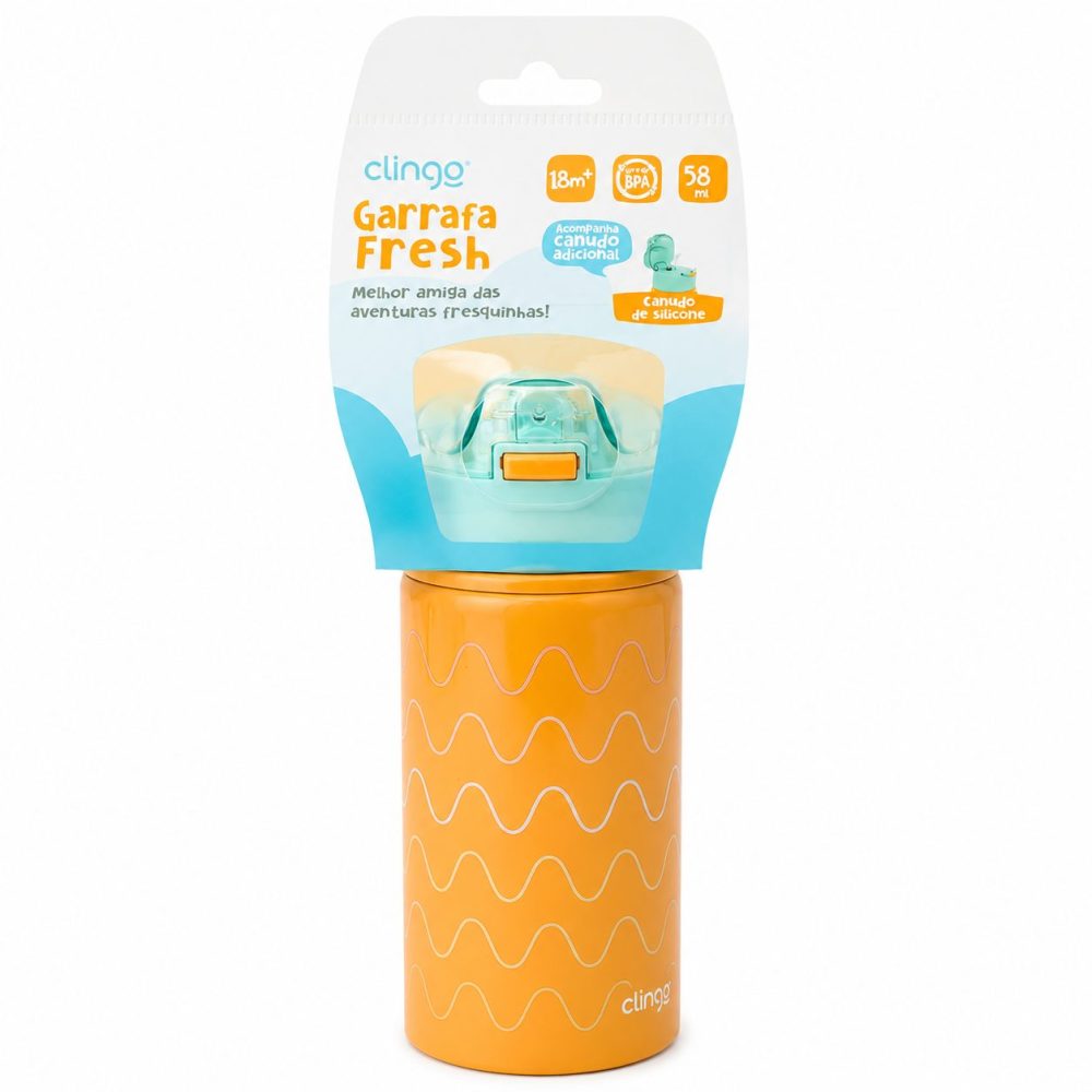 Garrafa Infantil Fresh Clingo 580ml com Canudo de Silicone