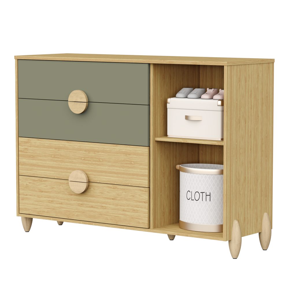 Quarto de Bebê Gracia Reller | Guarda-Roupa 3 Portas, Cômoda e Berço - Oliva Naturale