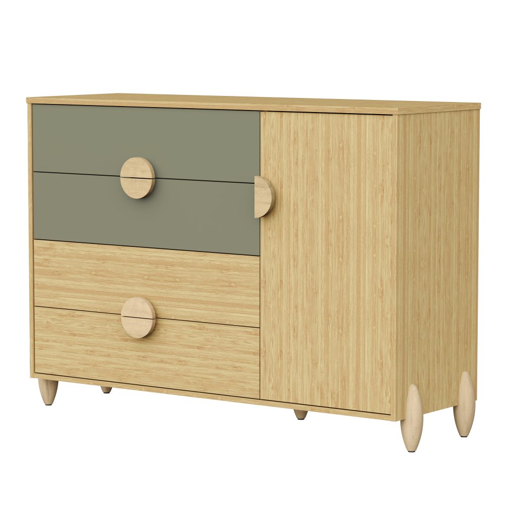 Quarto de Bebê Gracia Reller | Guarda-Roupa 3 Portas, Cômoda e Berço - Oliva Naturale