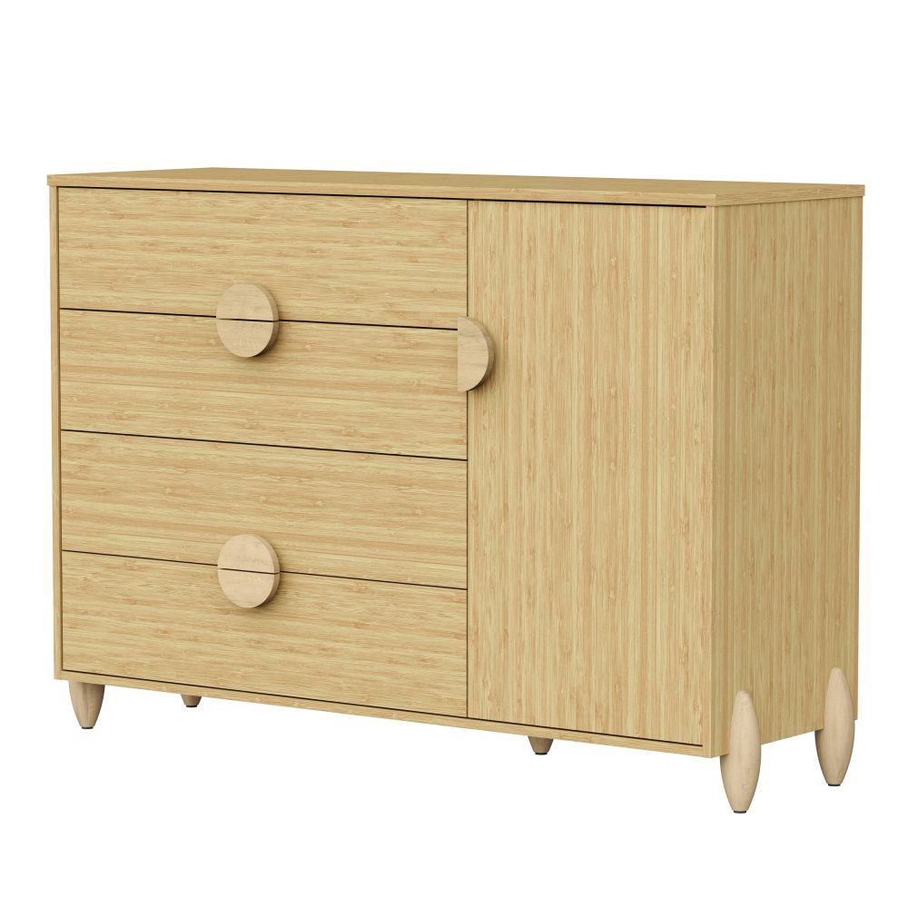 Quarto de Bebê Gracia Reller | Guarda-Roupa 3 Portas, Cômoda e Berço - Naturale