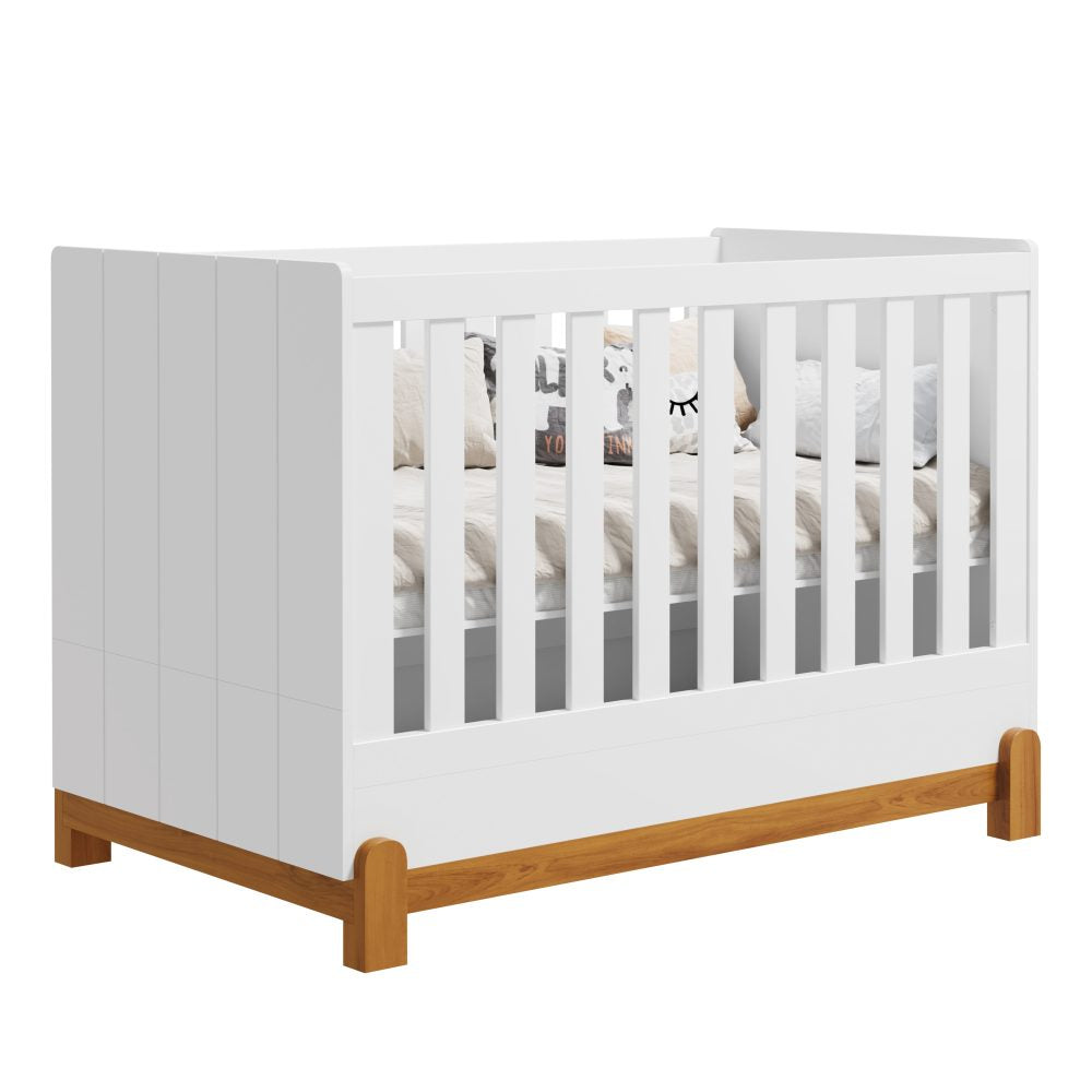 Quarto de Bebê Lotus Reller | Guarda-Roupa 4 Portas, Cômoda Sapateira e Berço - Branco Fosco