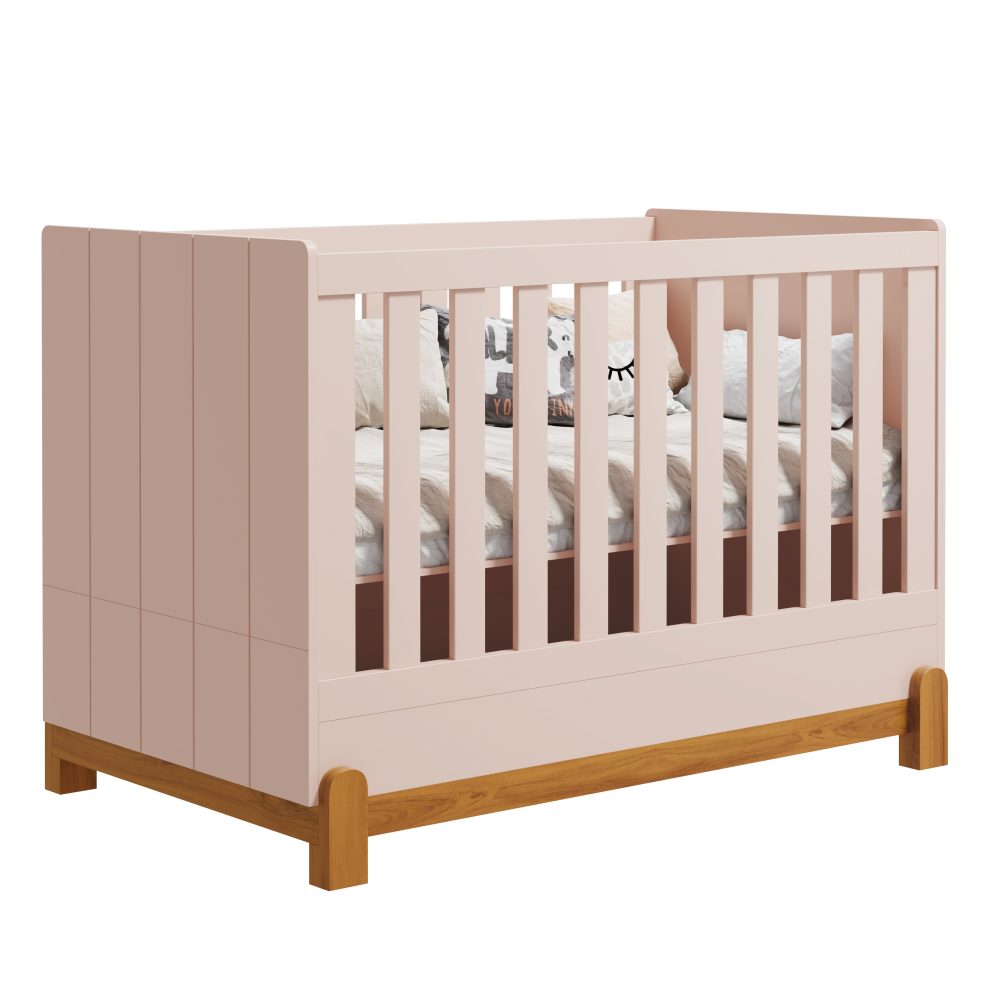 Berço Lotus com Friso Reller - Rosa Fosco