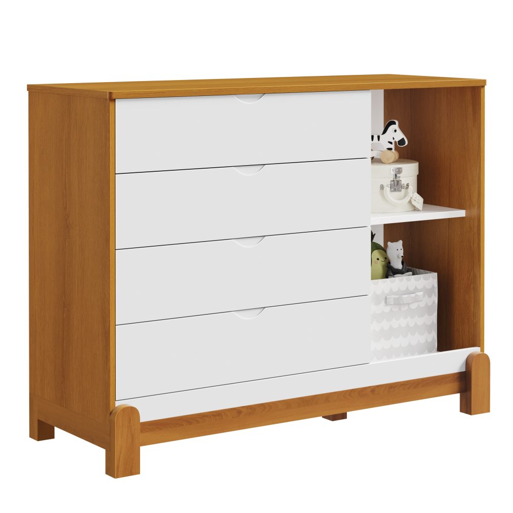 Cômoda Sapateira Lotus Reller - Branco com Savana