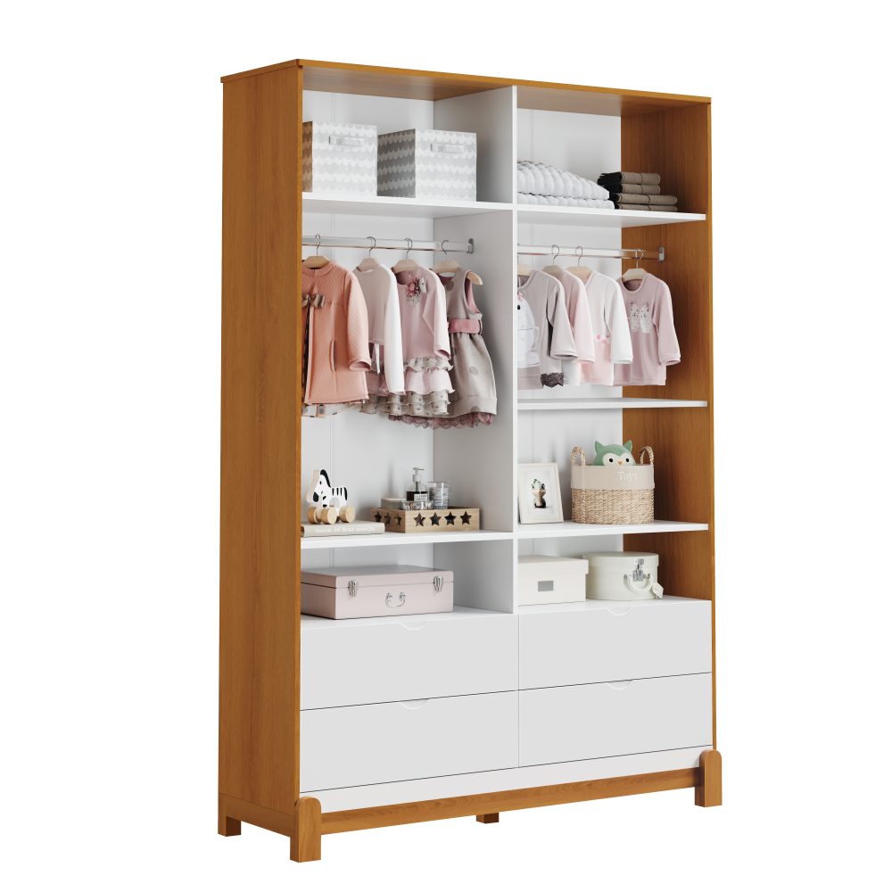 Roupeiro Lotus Reller - Branco Fosco com Savana