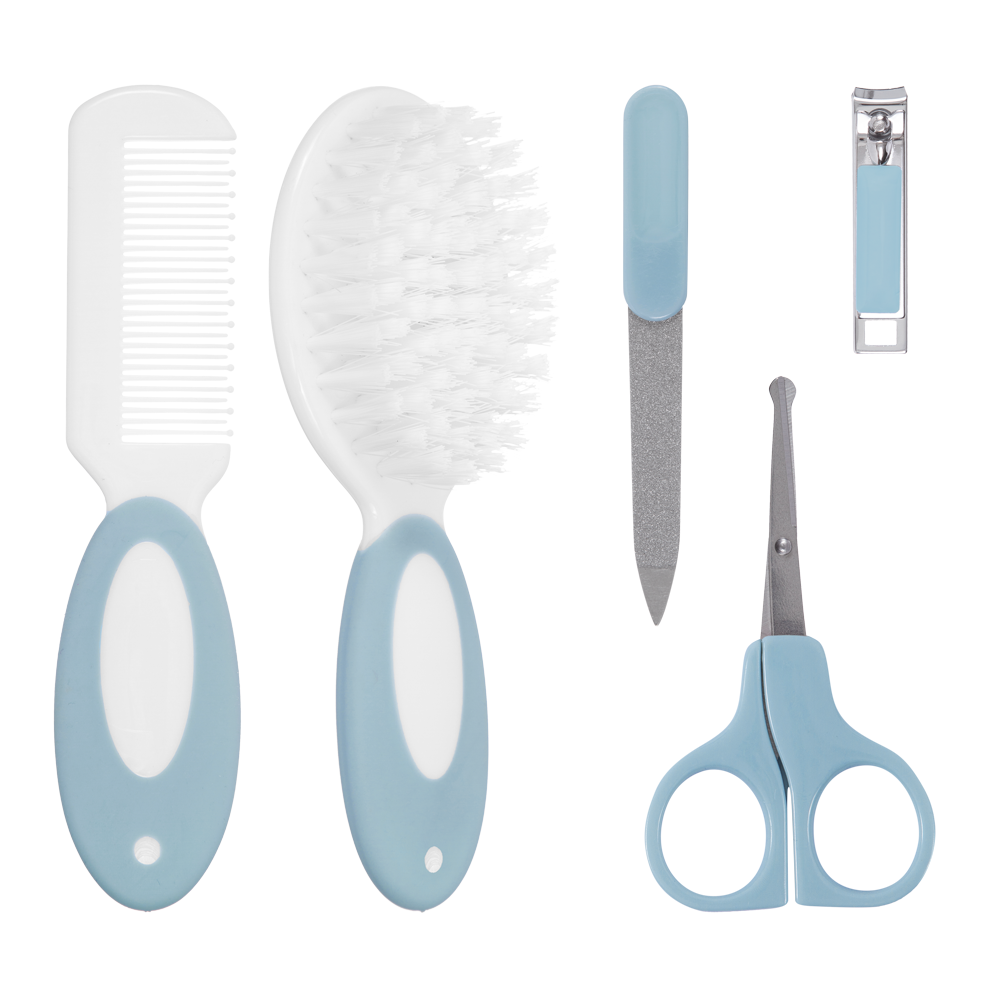 Kit Cuidados Buba Azul Com Pente, Escova, Tesoura, Cortador e Lixa