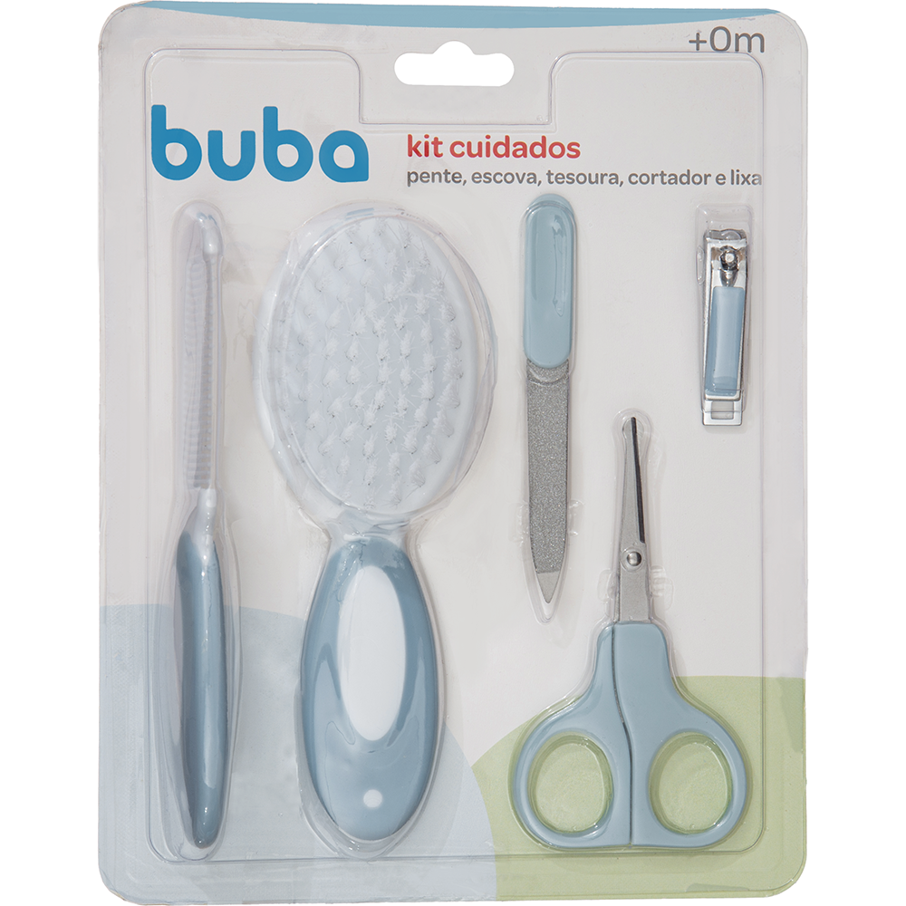 Kit Cuidados Buba Azul Com Pente, Escova, Tesoura, Cortador e Lixa